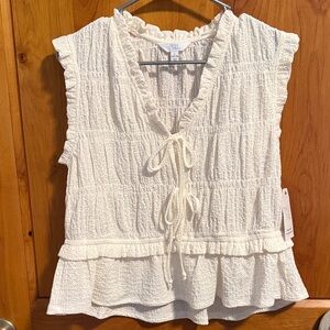 Cream Ruffle Blouse, new